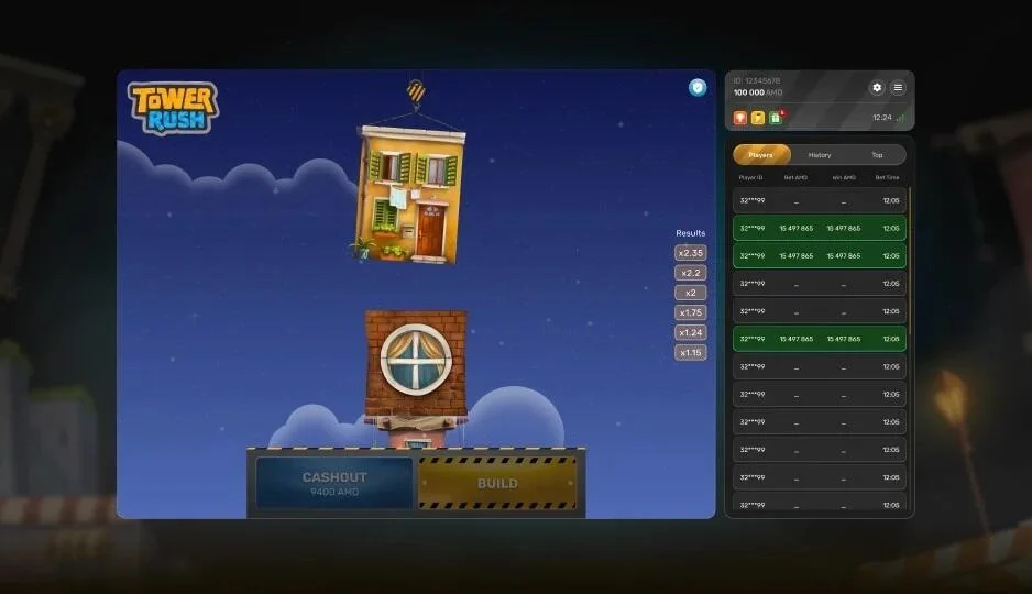Tower Rush bonus floor appearing after a successful placement