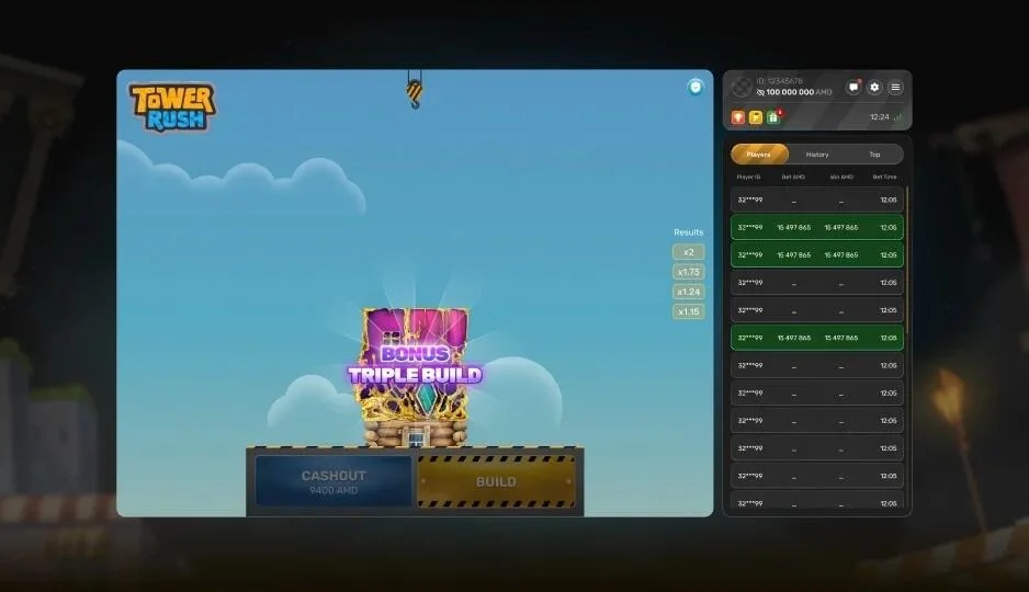 Tower Rush collapse — the tower falling at the end of a round